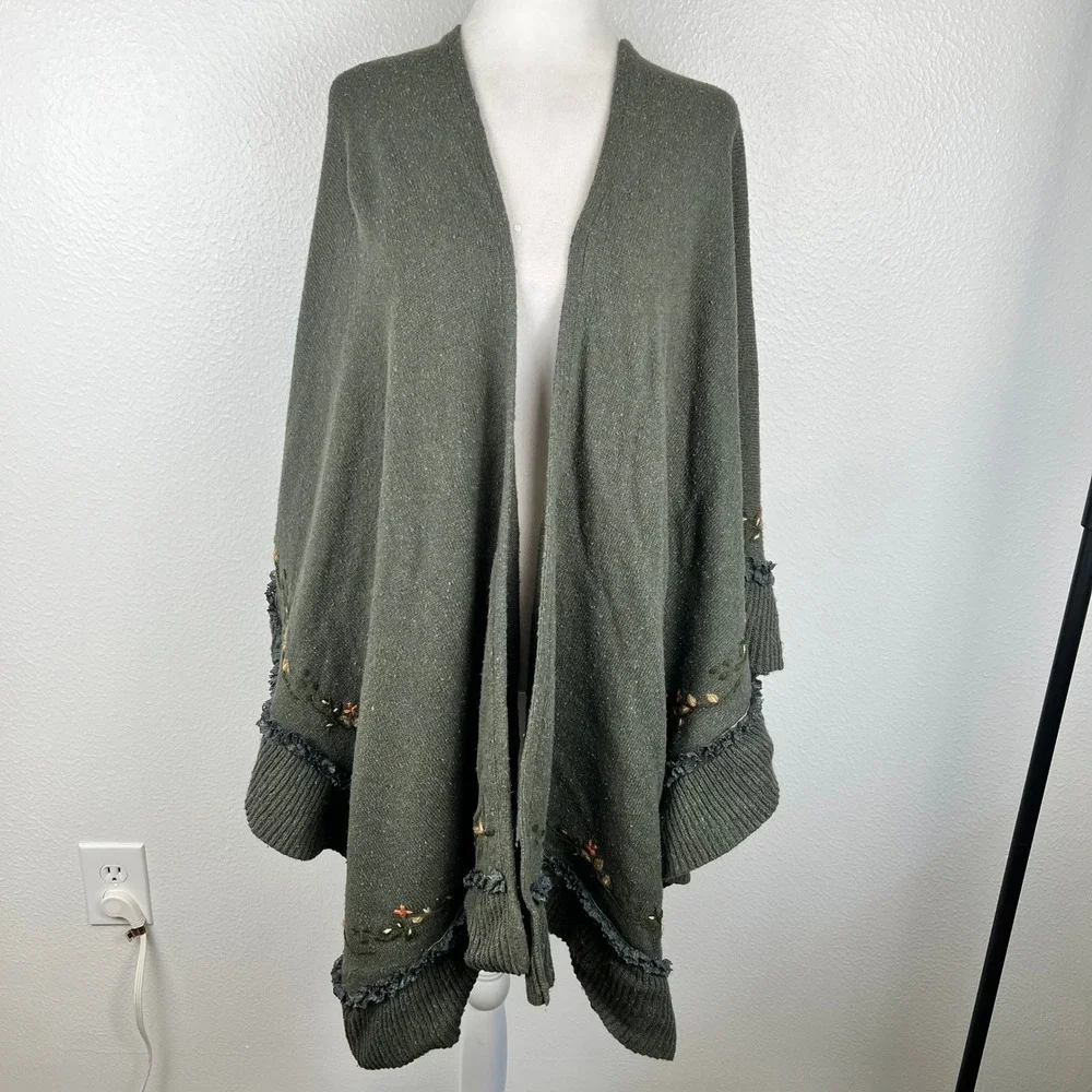 Soft Surroundings Embroidered Cardigan Nature Silk Fairy Autumn Ruffle Vintage